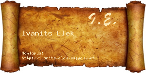 Ivanits Elek névjegykártya